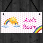 Personalised Rainbow Name Room Play Room Hanging Plaque Sign