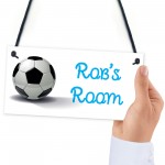 Personalised Football Boys Name Room / Man Cave Hanging Sign