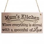 Mum's Kitchen Spoonful Of Love Hanging Wooden Plaque Sign Gift