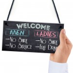 Welcome No Shirt Free Drinks Novelty Hanging Plaque Sign Gift