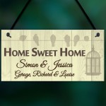 Personalised Home Sweet Home Hanging Plaque Sign Gift Bird Cage