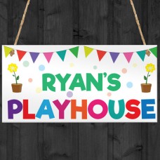 Personalised Child's Name Playhouse Hanging Plaque Sign Gift 