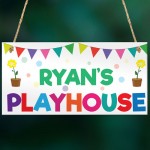 Personalised Child's Name Playhouse Hanging Plaque Sign Gift 