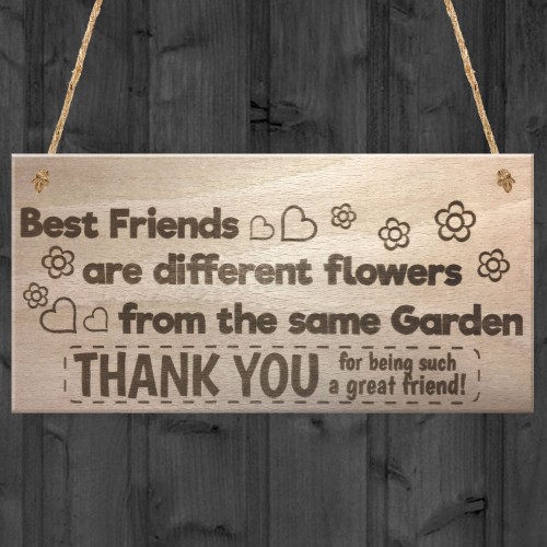 Best Friends Different Flowers Wooden Hanging Plaque Sign Gift