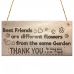 Best Friends Different Flowers Wooden Hanging Plaque Sign Gift