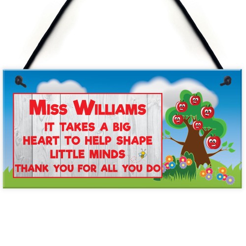 Personalised Great Teacher Big Heart Hanging Heart Thank You