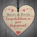 Personalised Congratulations Engagement Hanging Heart Sign Gift