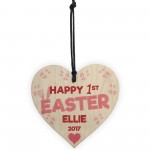 Happy First Easter Personalised Wooden Hanging Heart Plaque