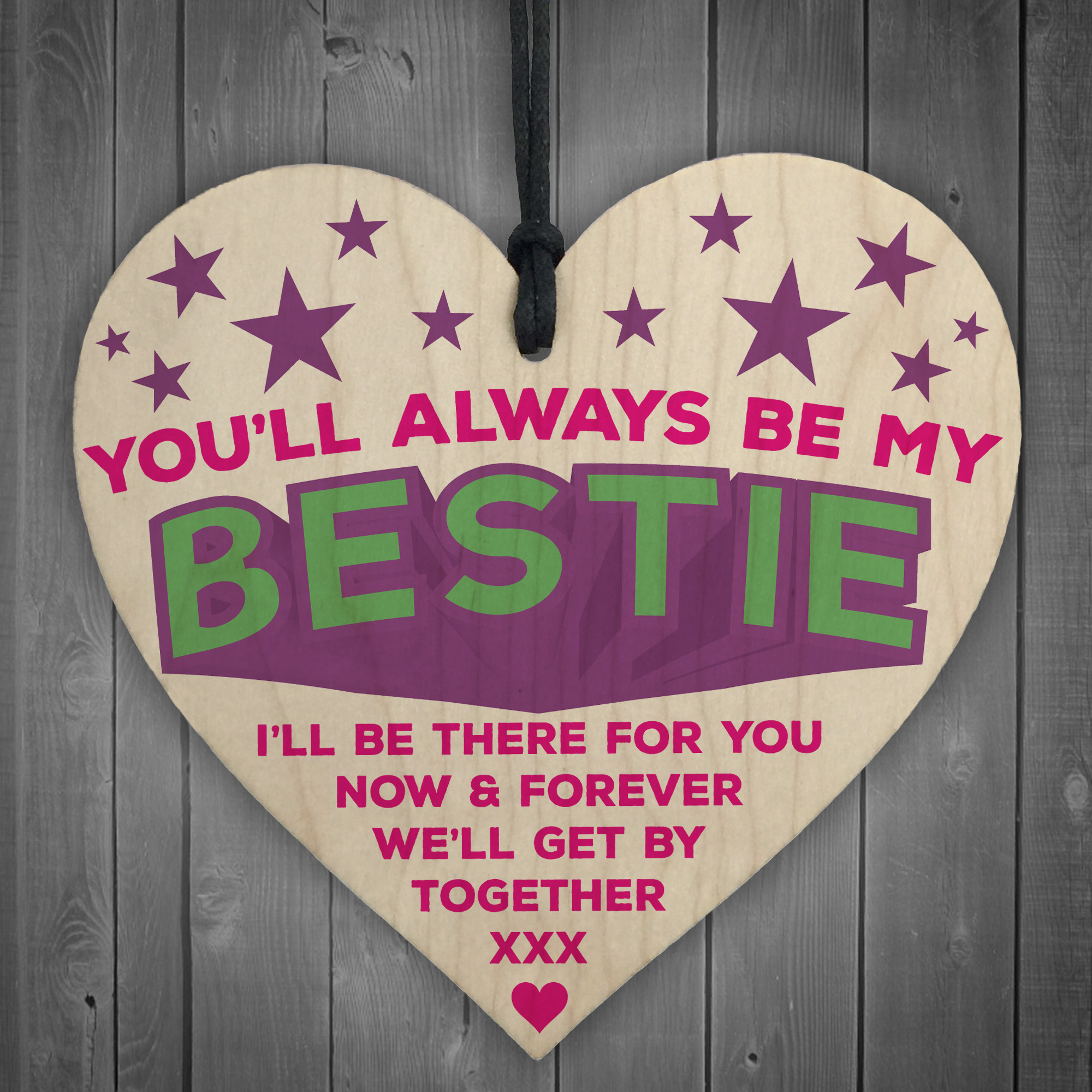 Always Be My Bestie Hanging Wooden Heart Plaque Sign Gift