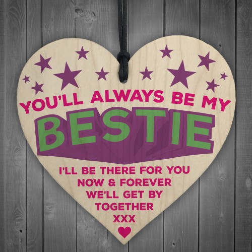  Always Be My Bestie Hanging Wooden Heart Plaque Sign Gift 