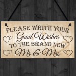 Good Wishes New Mr & Mrs Wedding Table Decoration Plaque