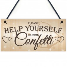 Help Yourself To Confetti Hanging Cute Wedding Table Plaque Sign