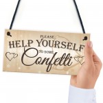 Help Yourself To Confetti Hanging Cute Wedding Table Plaque Sign