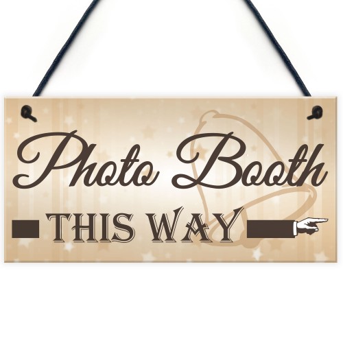 Photo Booth This Way Hanging Wedding Direction Decor Plaque