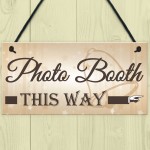 Photo Booth This Way Hanging Wedding Direction Decor Plaque