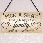 We're All Family Cute Hanging Wedding Day Message Plaque