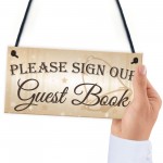 Please Sign Guest Book Wedding Day Hanging Decoration Plaque