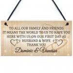 Personalised Wedding Thank You Hanging Plaque