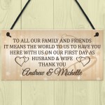 Personalised Wedding Thank You Hanging Plaque