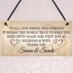 Personalised Wedding Thank You Hanging Plaque