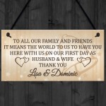 Personalised Wedding Thank You Hanging Plaque