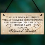 Personalised Wedding Thank You Hanging Plaque
