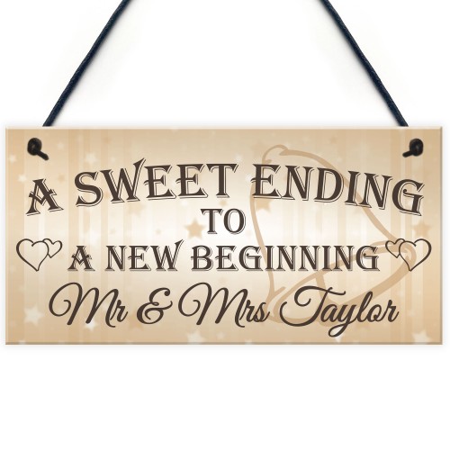 Personalised Mr & Mrs Wedding Hanging Plaque