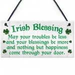 Irish Blessing Happiness Friendship Hanging Plaque