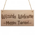 Wizards Welcome Muggles Tolerated Gift Hanging Plaque