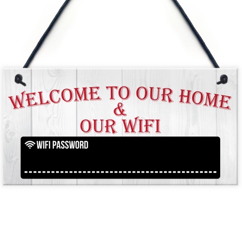 Welcome To Our Home & Wifi Chalkboard Gift Hanging Plaque