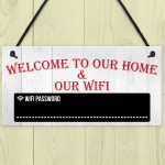 Welcome To Our Home & Wifi Chalkboard Gift Hanging Plaque