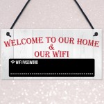 Welcome To Our Home & Wifi Chalkboard Gift Hanging Plaque