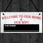 Welcome To Our Home & Wifi Chalkboard Gift Hanging Plaque