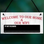 Welcome To Our Home & Wifi Chalkboard Gift Hanging Plaque