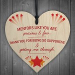 Thank You Mentor Teacher Tutor Gift Hanging Wooden Heart