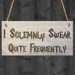 Solemnly Swear Quite Frequently Wizadry Novelty Hanging Plaque