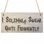 Solemnly Swear Quite Frequently Wizadry Novelty Hanging Plaque