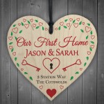 Personalised Our First Home House Warming Hanging Plaque