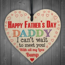 Happy 1st Father's Day From Bump Daddy Dad Gift Wooden Heart 