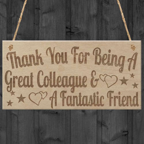 Great Colleague Fantastic Friend Friendship Gift Hanging Plaque