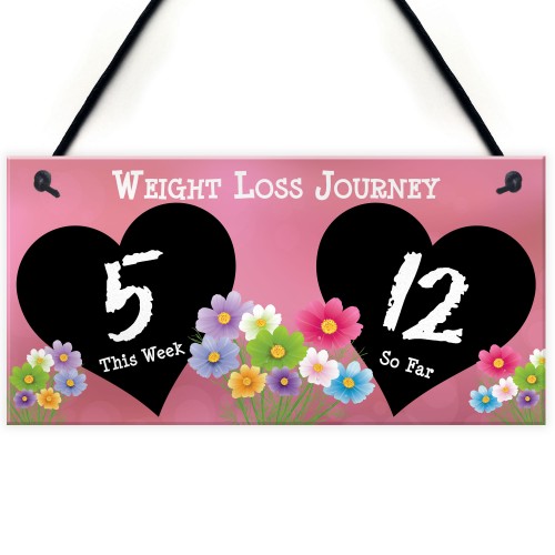 Weight Loss Tracker Chalkboard Journey Home Gift Hanging Plaque