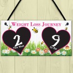 Weight Loss Tracker Chalkboard Bees Journey Hanging Plaque 