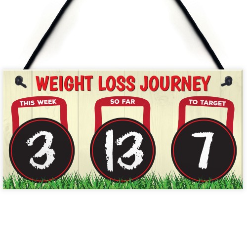 Weight Loss Journey Tracker Kettlebell Chalkboard Hanging Plaque