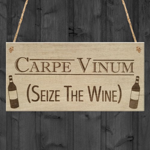 Carpe Vinum Wine Alcohol Funny Friendship Gift Hanging Plaque