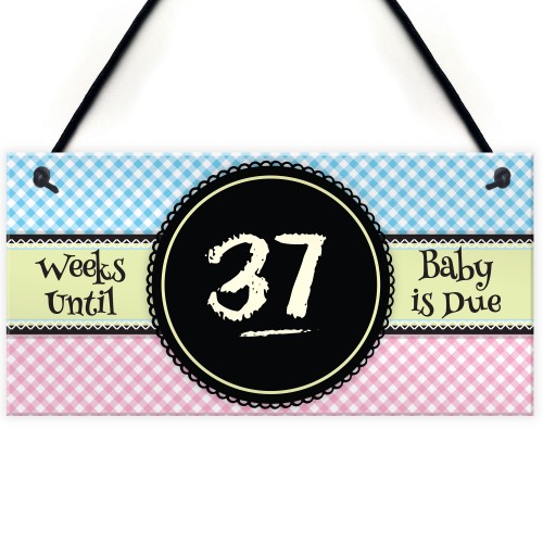 Baby Due Countdown Chalkboard Pregnancy Gift Hanging Plaque