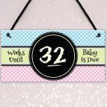 Baby Due Countdown Chalkboard Pregnancy Gift Hanging Plaque
