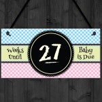 Baby Due Countdown Chalkboard Pregnancy Gift Hanging Plaque