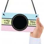 Baby Due Countdown Chalkboard Pregnancy Gift Hanging Plaque