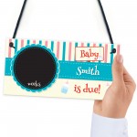 Personalised Chalkboard Baby Countdown Pregnancy Hanging Plaque