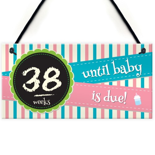 Weeks Baby Due Pregnancy Countdown Chalkboard Hanging Plaque